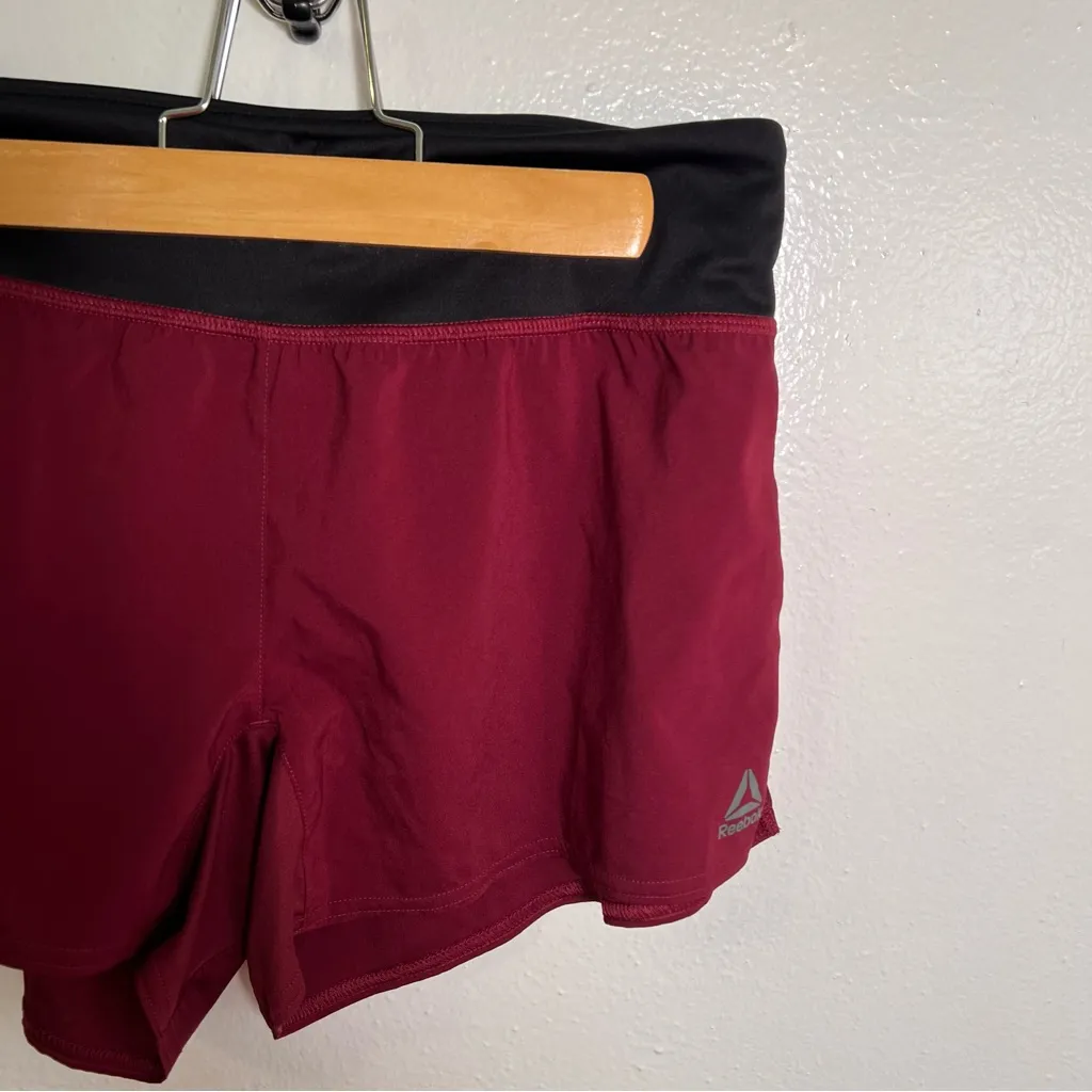 Reebok Running Short Colorblock Maroon Black - Image 3