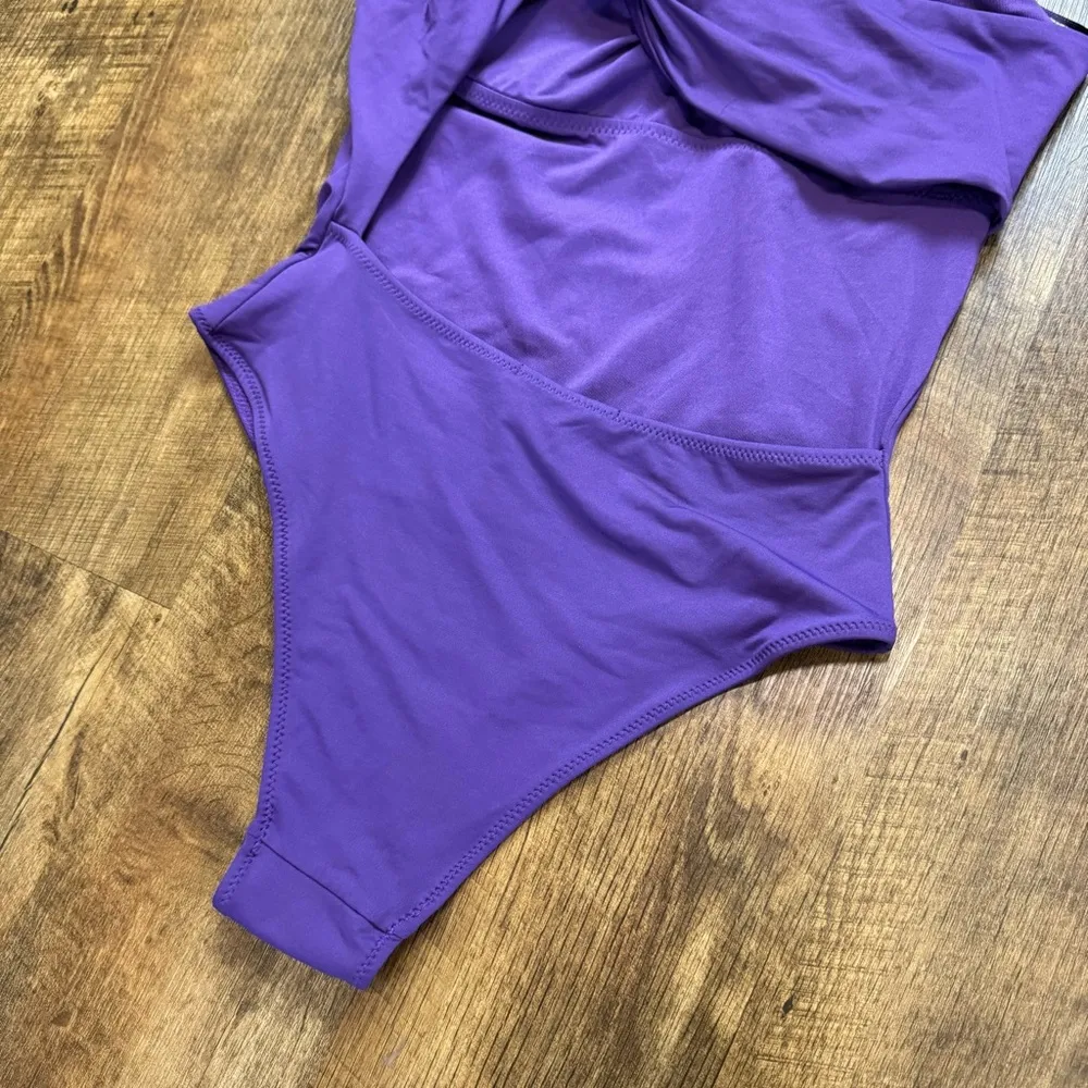 NWT ZARA Asymmetric Swimsuit Sz Small Purple One Piece One Shoulder - Image 13