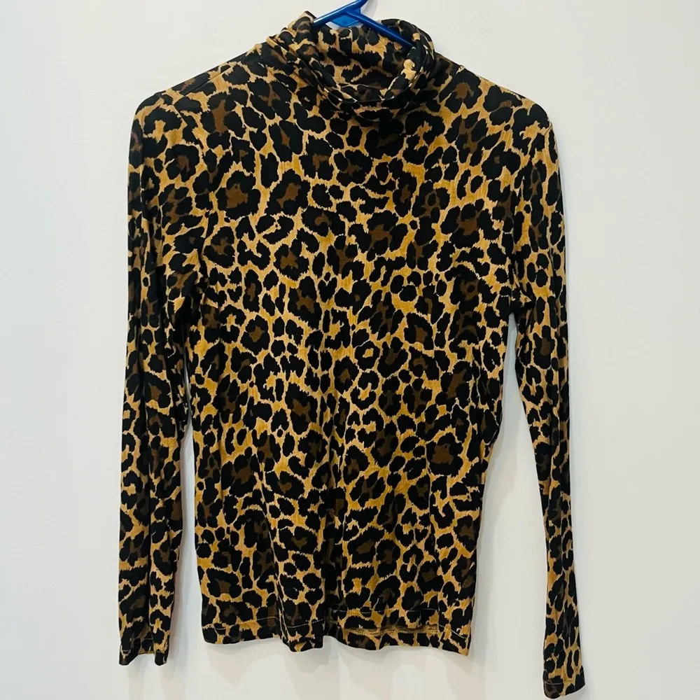 J. CREW | Leopard Print Turtleneck brown black size small - Image 2