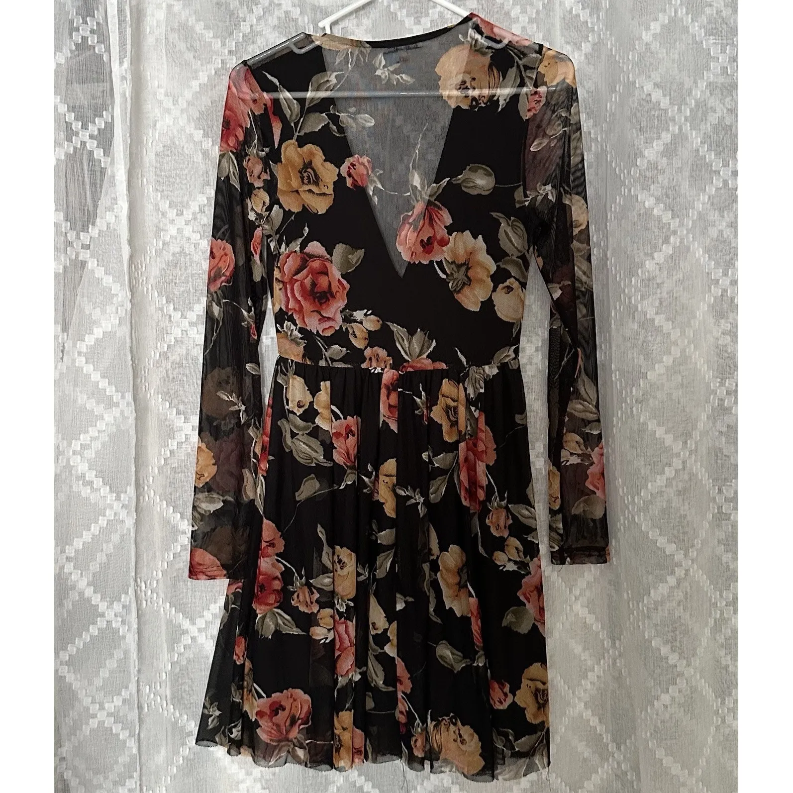 ✨ VTG Y2K Whimsigoth Floral Dress – Black – Medium Fairy Grunge Witchy Holiday ✨ - Image 7