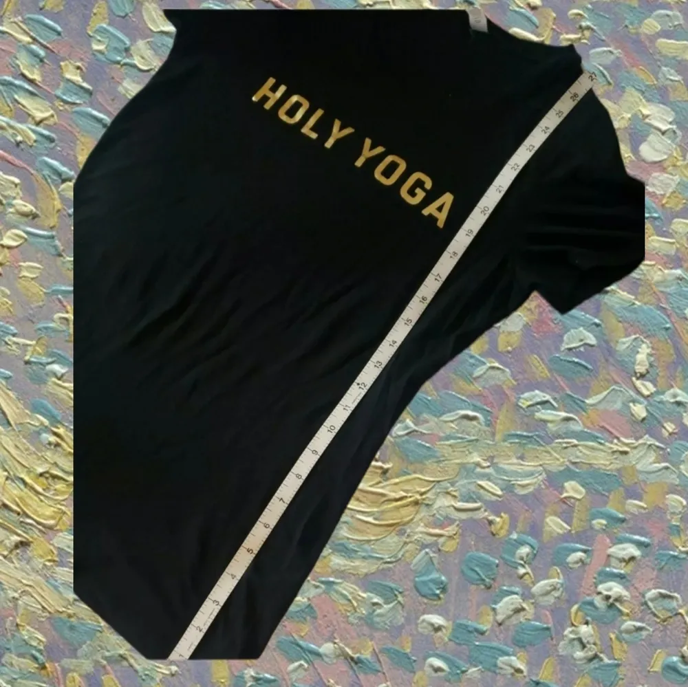 Bella Canvas Holy Yoga 90's /y2k yoga t shirt gold foil graphics - Image 4