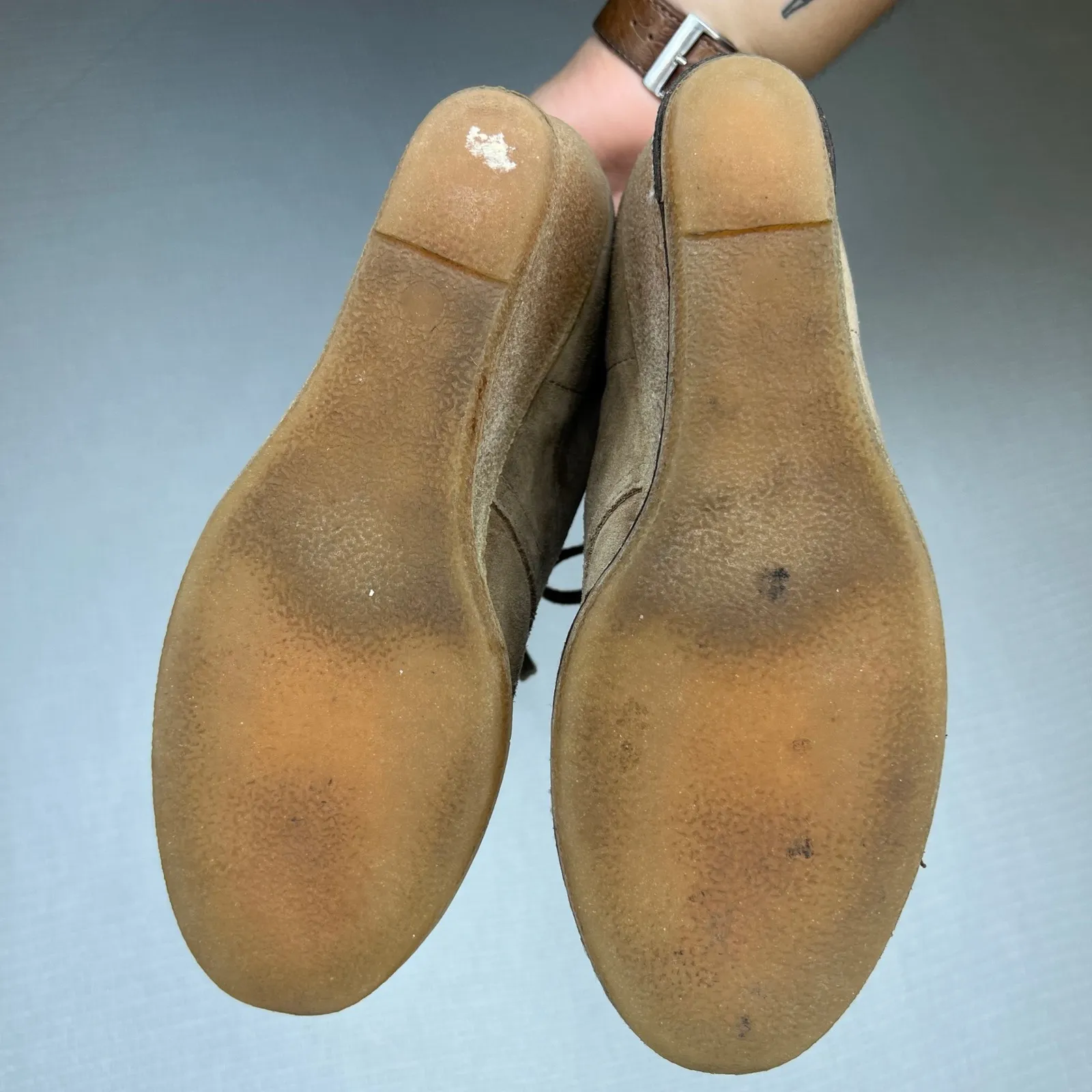 J.Crew Suede Wedge Booties Lace Up‎ Ankle Boots Desert Boot Style Casual Women Tan Size 8 - Image 4