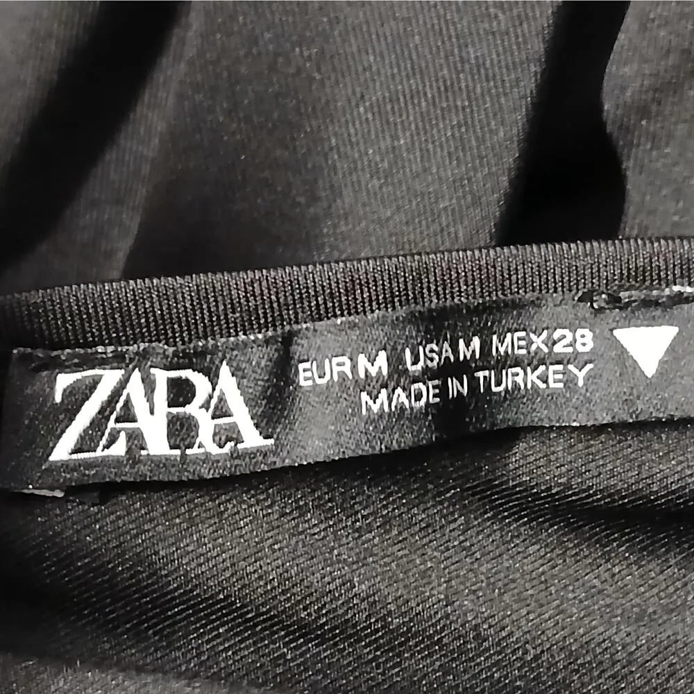 Zara Bodysuit Top Medium Black Fairy Balletcore Organza Ruffled Sleeve Blouse - Image 9