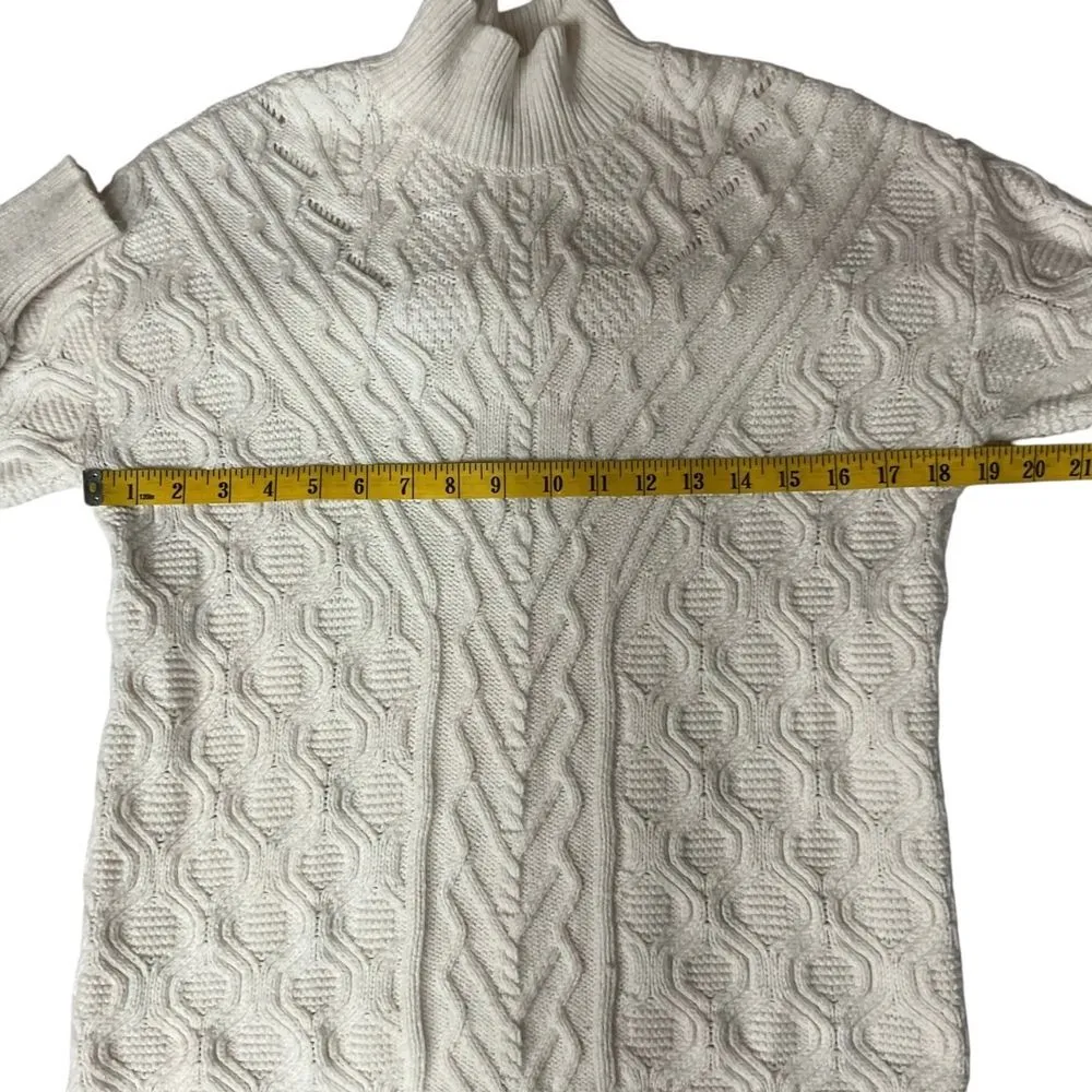 Talbots Women's Cable Knit Turtleneck Sweater Size XS‎ Cream Long Sleeve Warm - Image 7