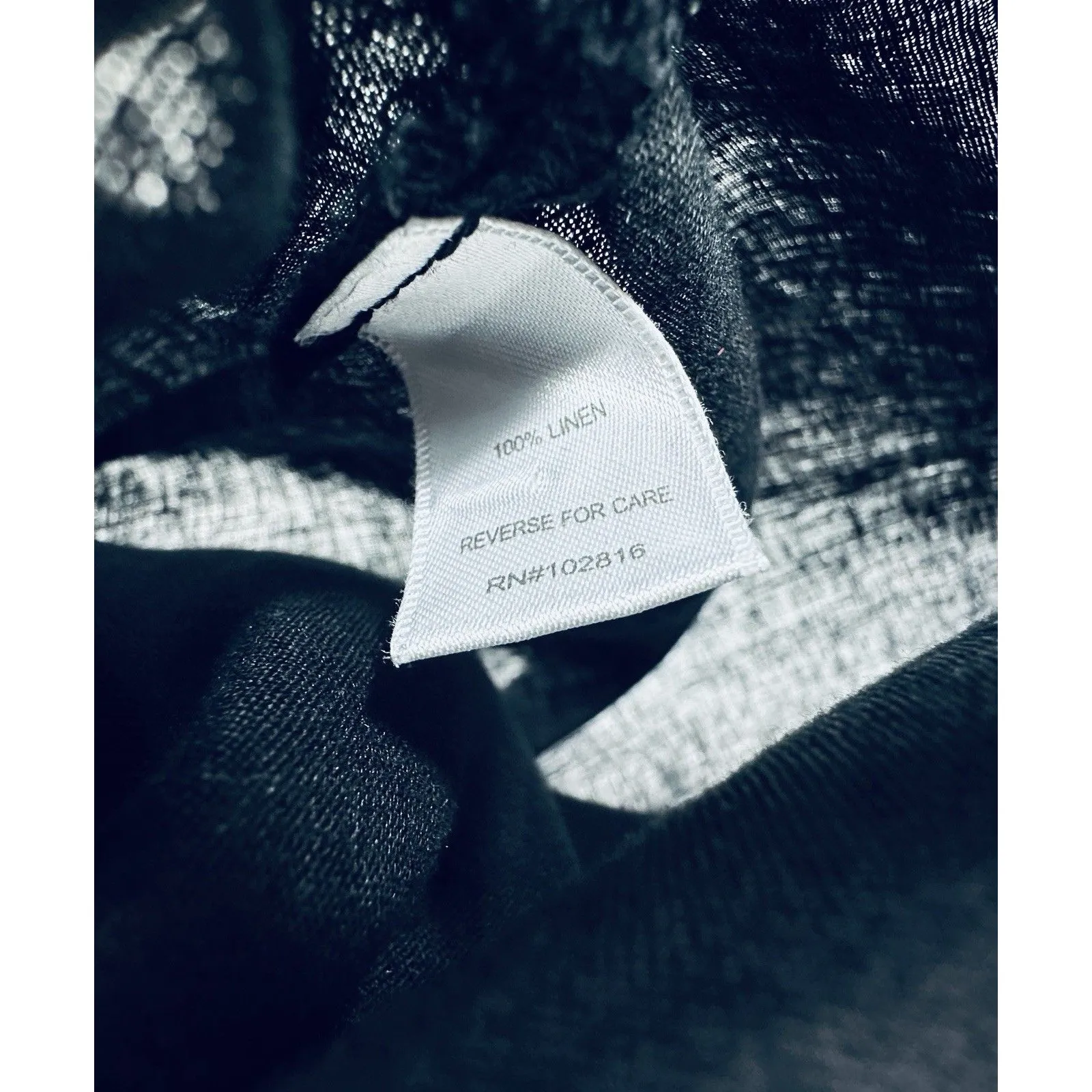 garnet Hill Black Linen Button Front Long Sleeve Tunic Shirt size small pocket - Image 8