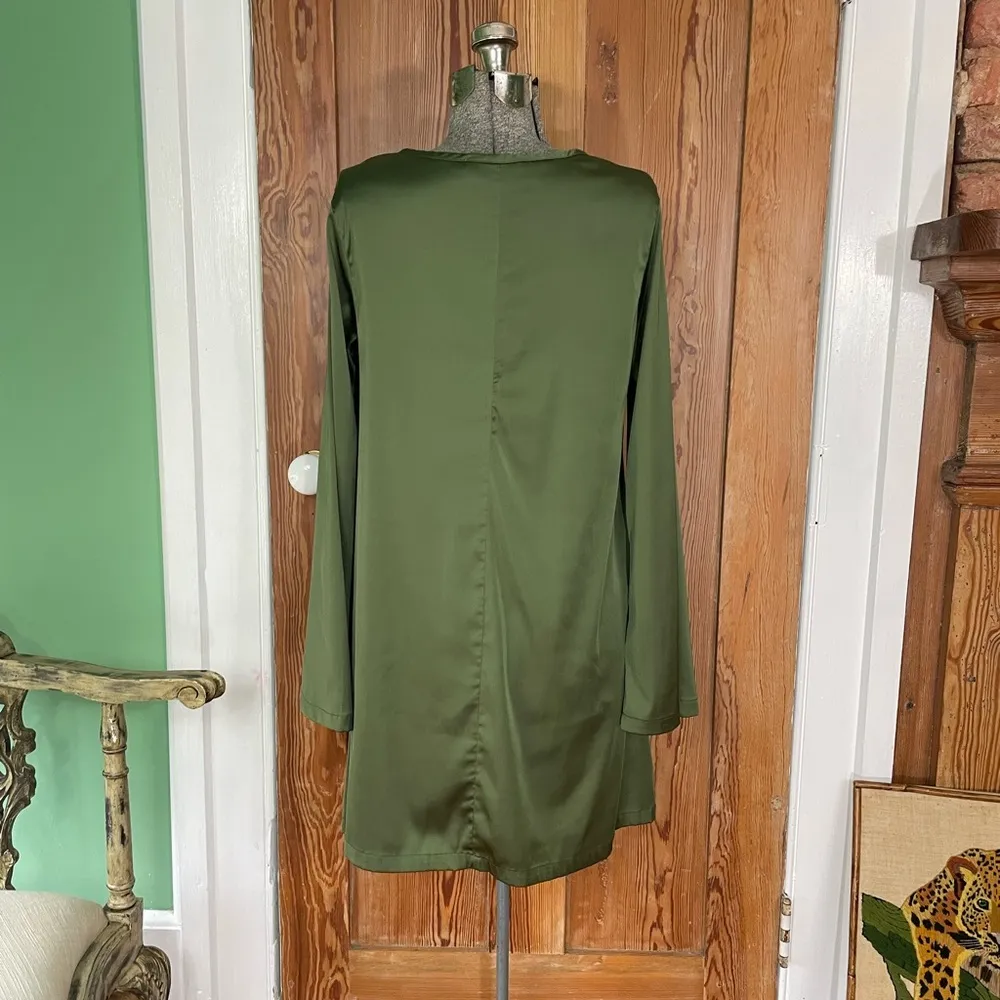 Charlie O. By Kinnucan’s V Neck Long Sleeve Mini Dress in Olive - Image 11