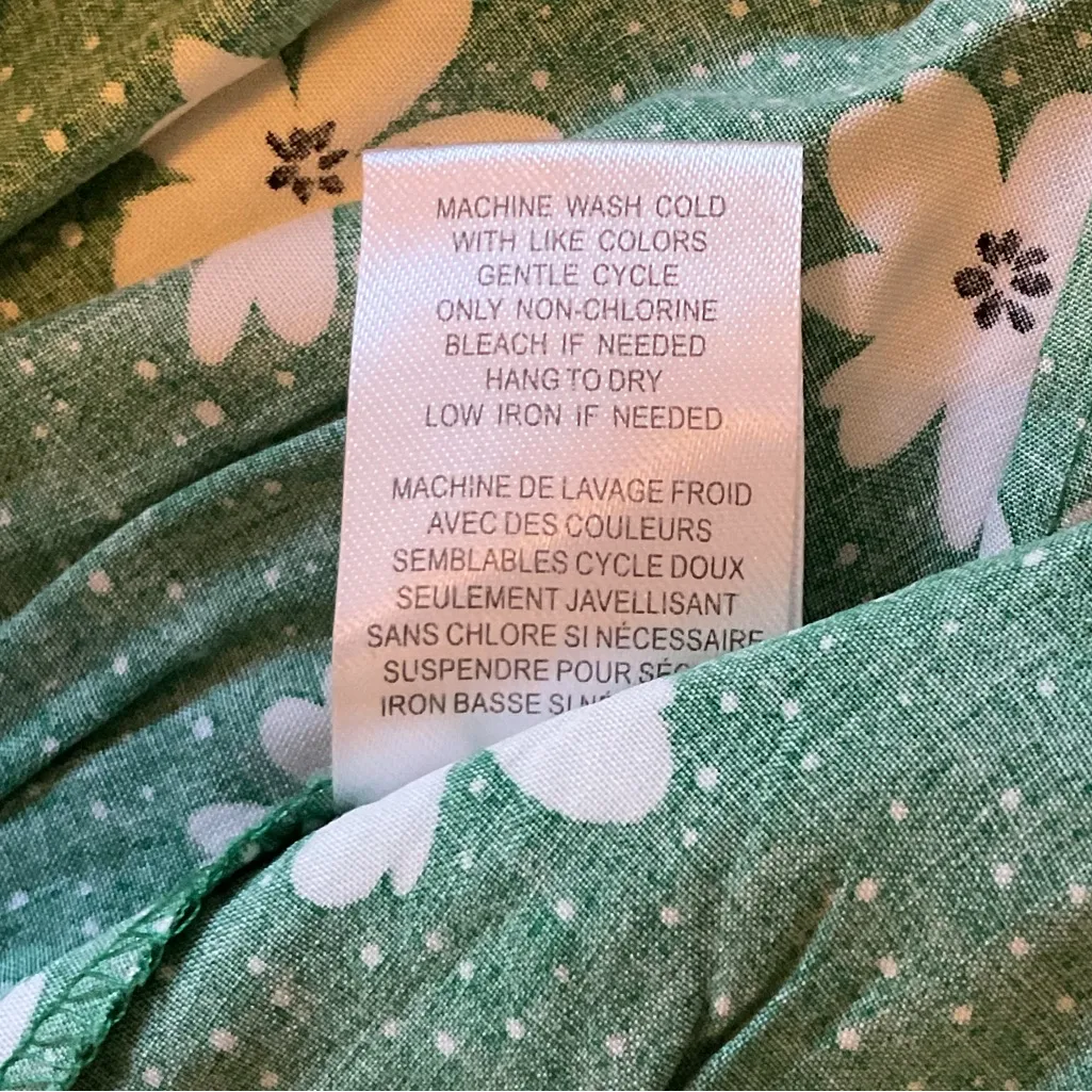 NWT DR2 Kelly Green Smocked Ruffle Strap Floral Dress Sz L Size L - Image 5