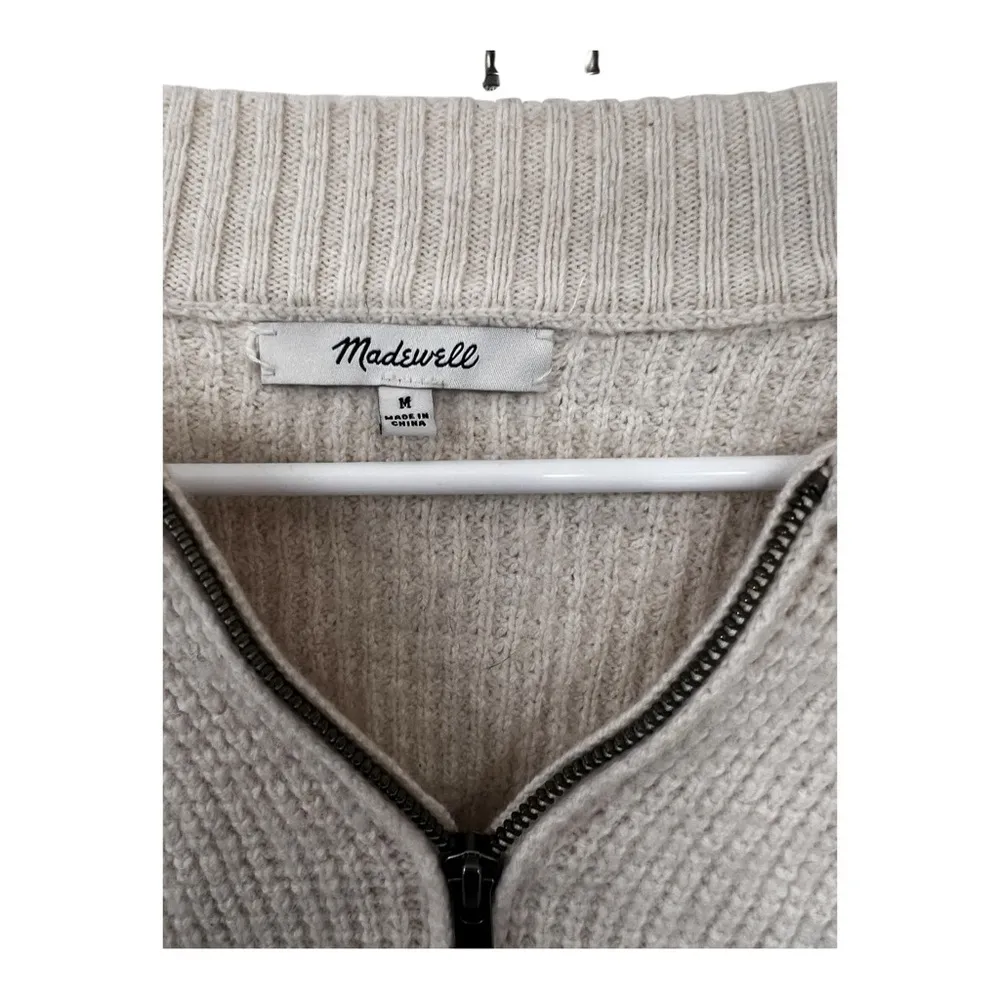 Madewell Women’s Waffle Enfield Half-Zip Sweater in oatmeal sz M - Image 3