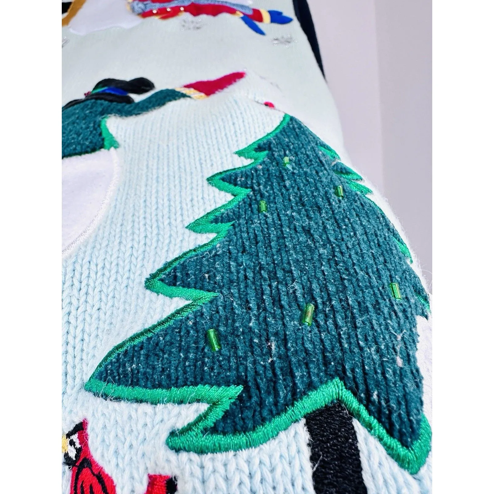 Quacker Factory Cardigan Sweater Snowmen Christmas Small Hidden Button 1990s - Image 7