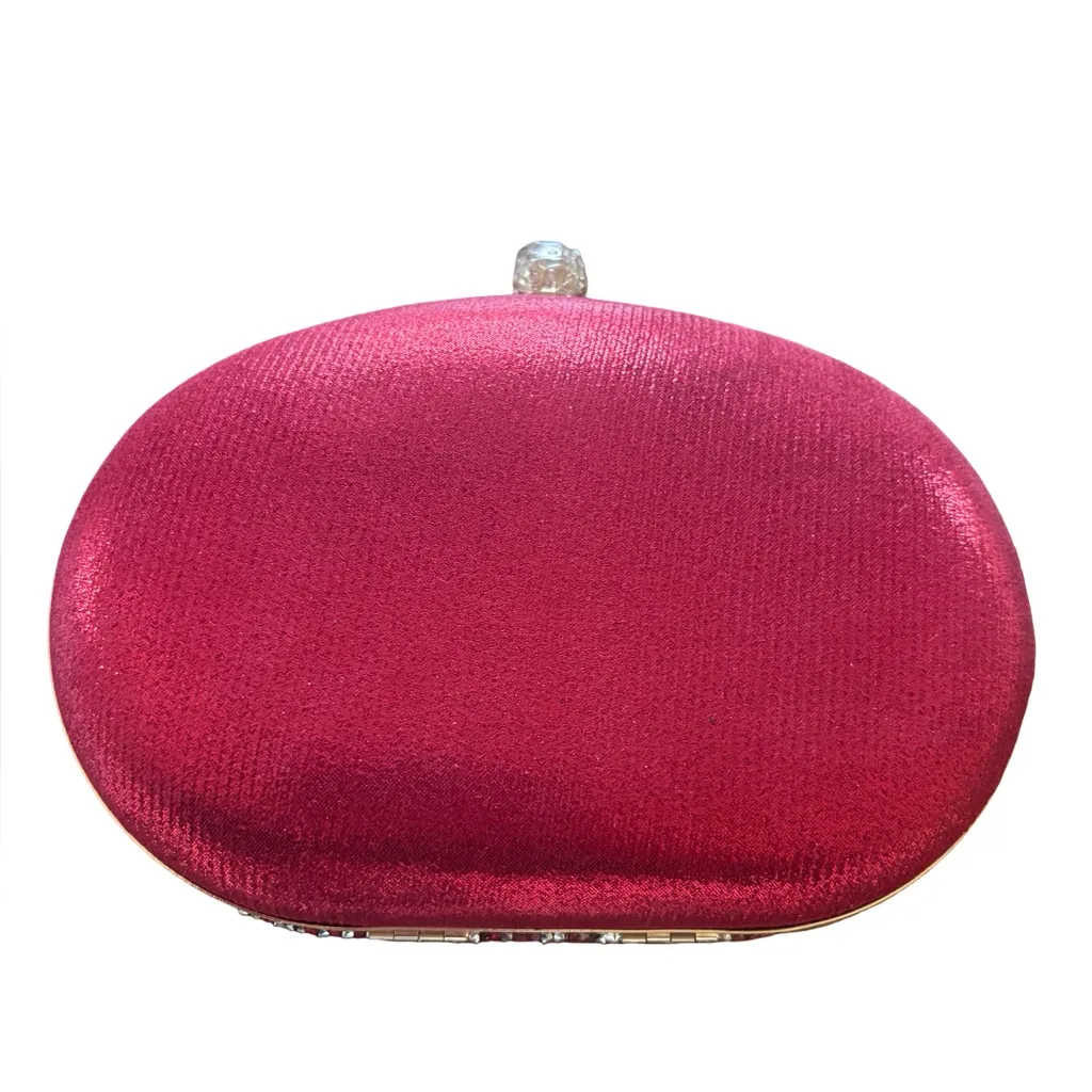 Ramla Handmade Sparkling Gold Handmade Diamond Womens Clutch Purse Handbag NEW Red - Image 2