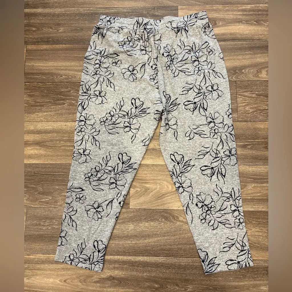 Zac & Rachel Gray Floral Joggers Comfy Pants Size XL - Image 4
