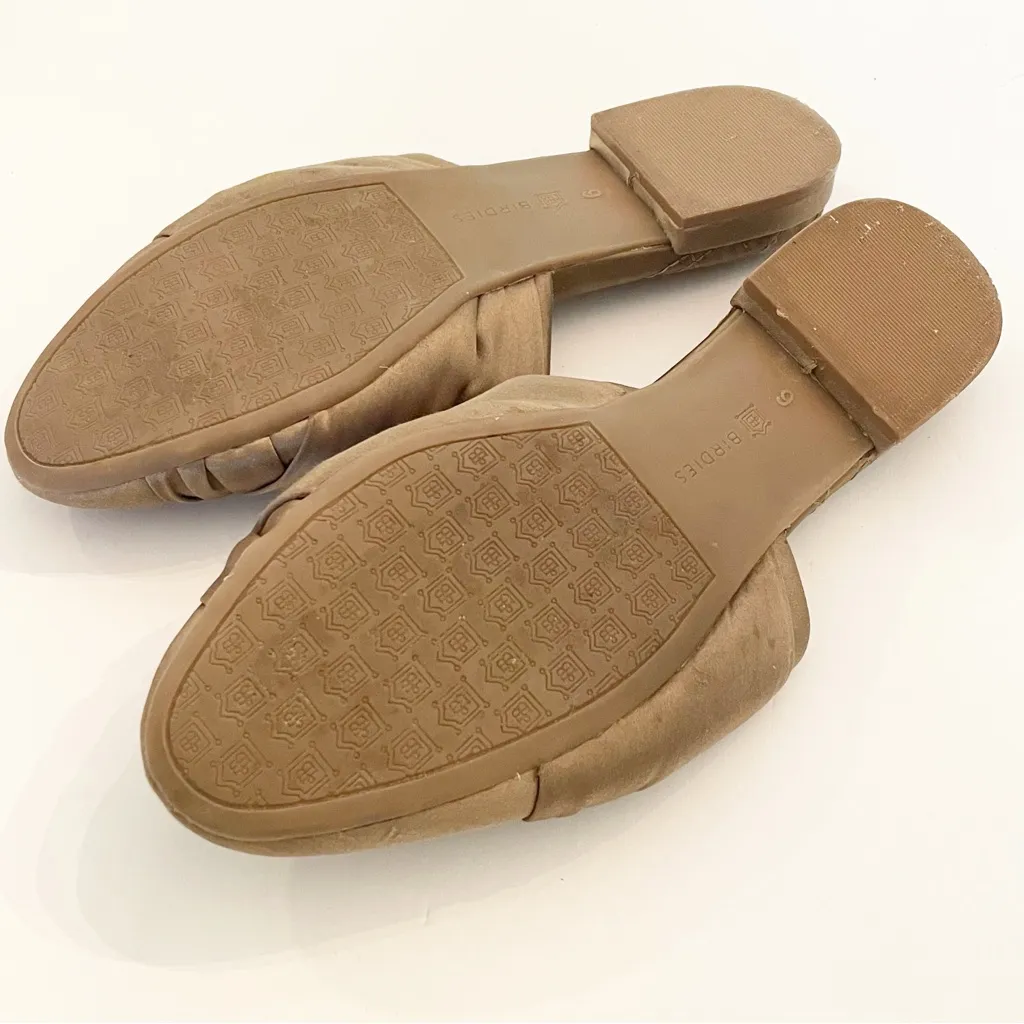 Birdies Size 6‎ The Songbird Mules Khaki Green Satin Quilted Mule Flat Slip On - Image 4