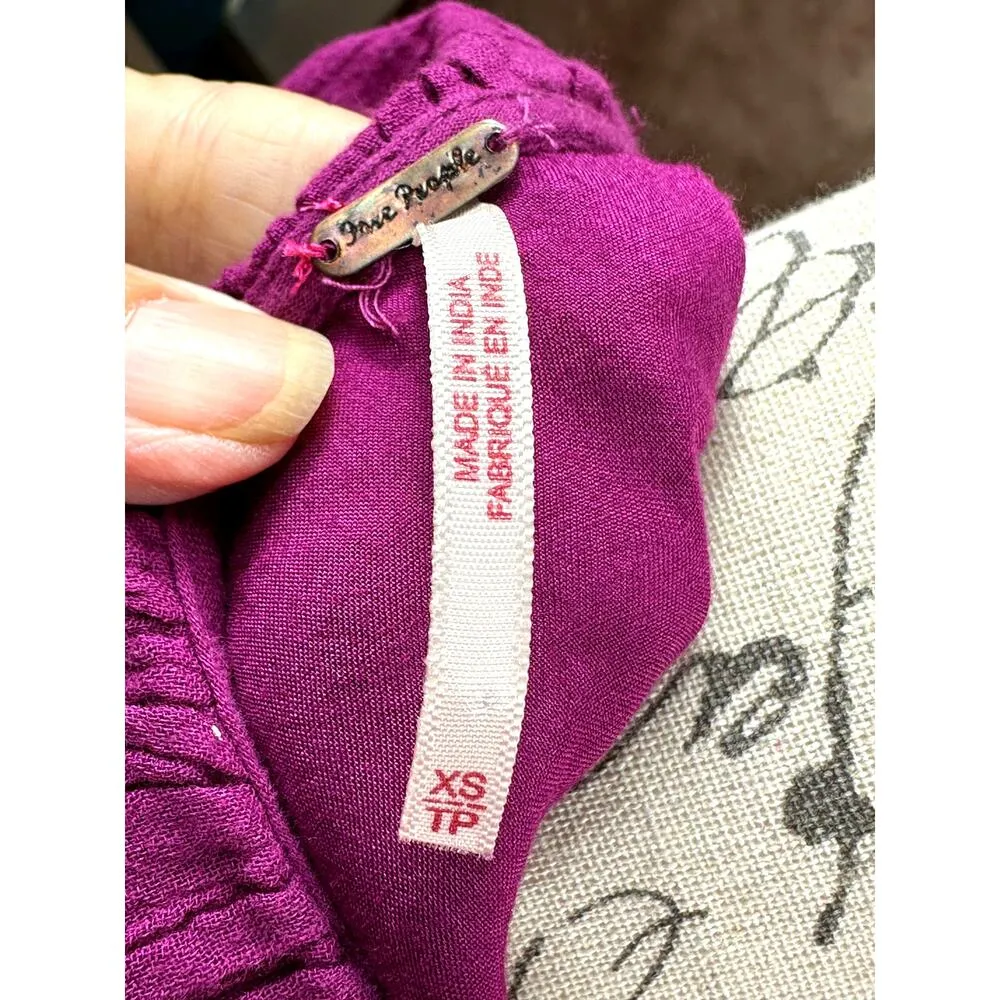 Free People Ruffled Collar 3/4 Sleeves Deep V Front Morning Light Mini Dress XS - Image 13