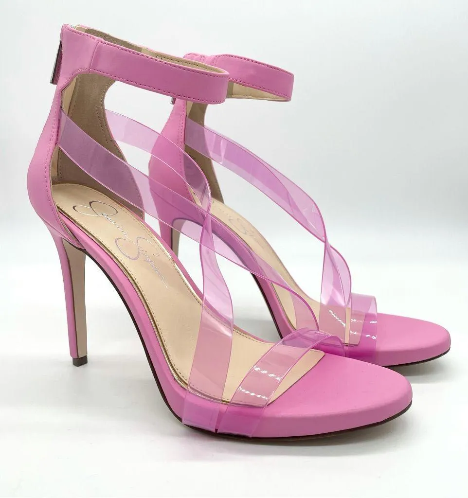 Jessica Simpson Women's High Heel Translucent Strap Ankle Strap Stiletto Pink 8 - Image 2