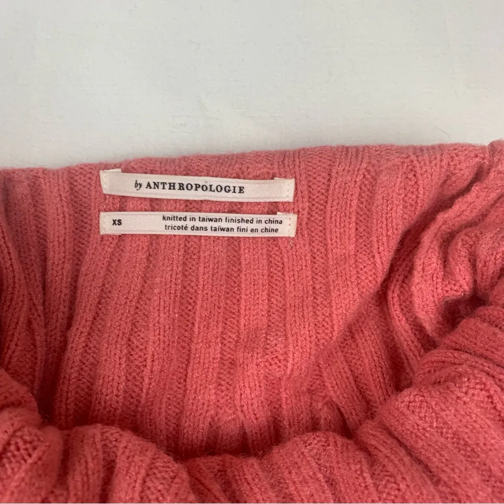 Anthropologie size XS Pink Ribbed Knit long sleeve sweater cable casual - Image 3