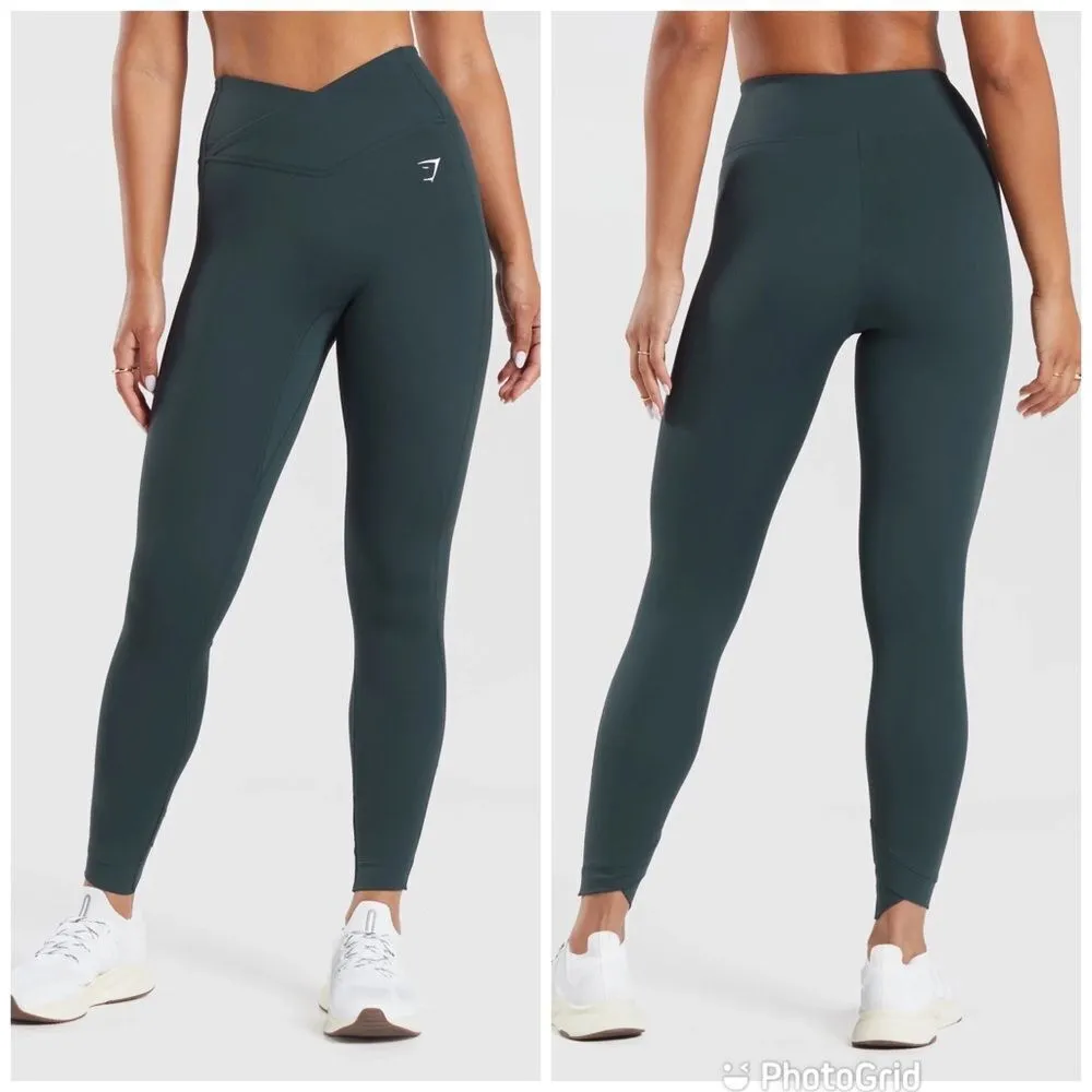 GYMSHARK Crossover‎ Leggings Workout Running Gym  Darkest Teal Size XS New - Image 2