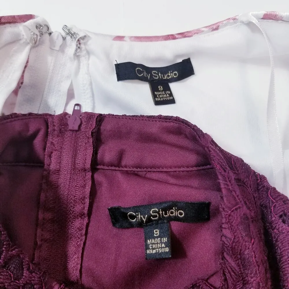 City Studio Lace Floral Print Blouse and Skirt Set Co - Image 6