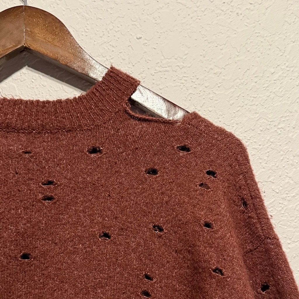 Charlotte Russe Red Distressed Cropped Sweater XS Cutout Grunge Striped Top Punk - Image 5