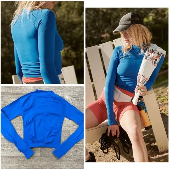 Free People Movement Good Karma Blue Long Sleeve Top Size XS/S - Image 2