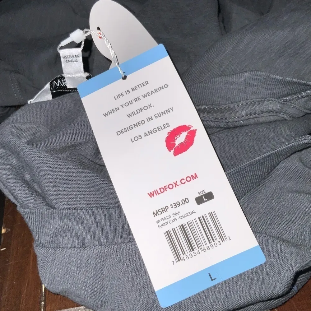 WildFox Graphic “Sunny Days” Gray Short Sleeves Cotton Tee Lg NWT - Image 8