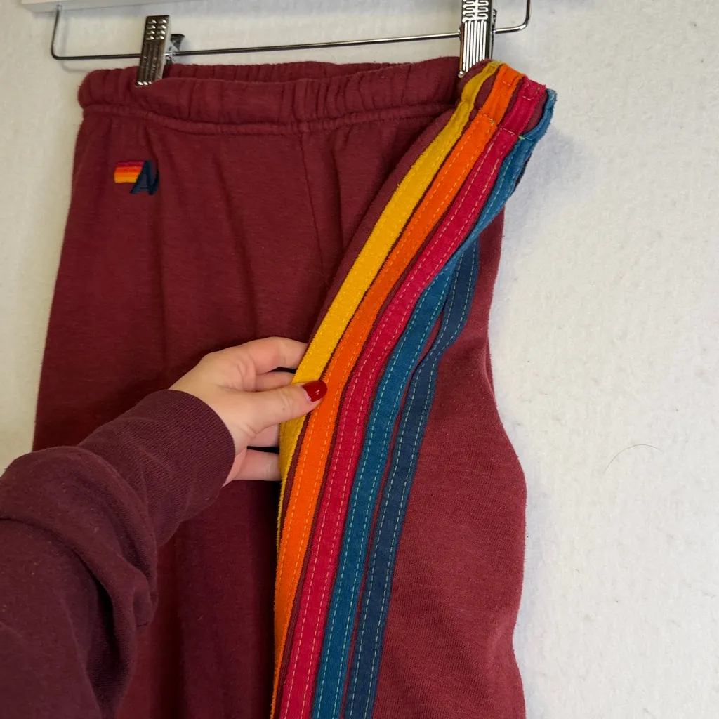 Aviator Nation 5 Stripe Zip Up Jogger Maroon SET - Image 8