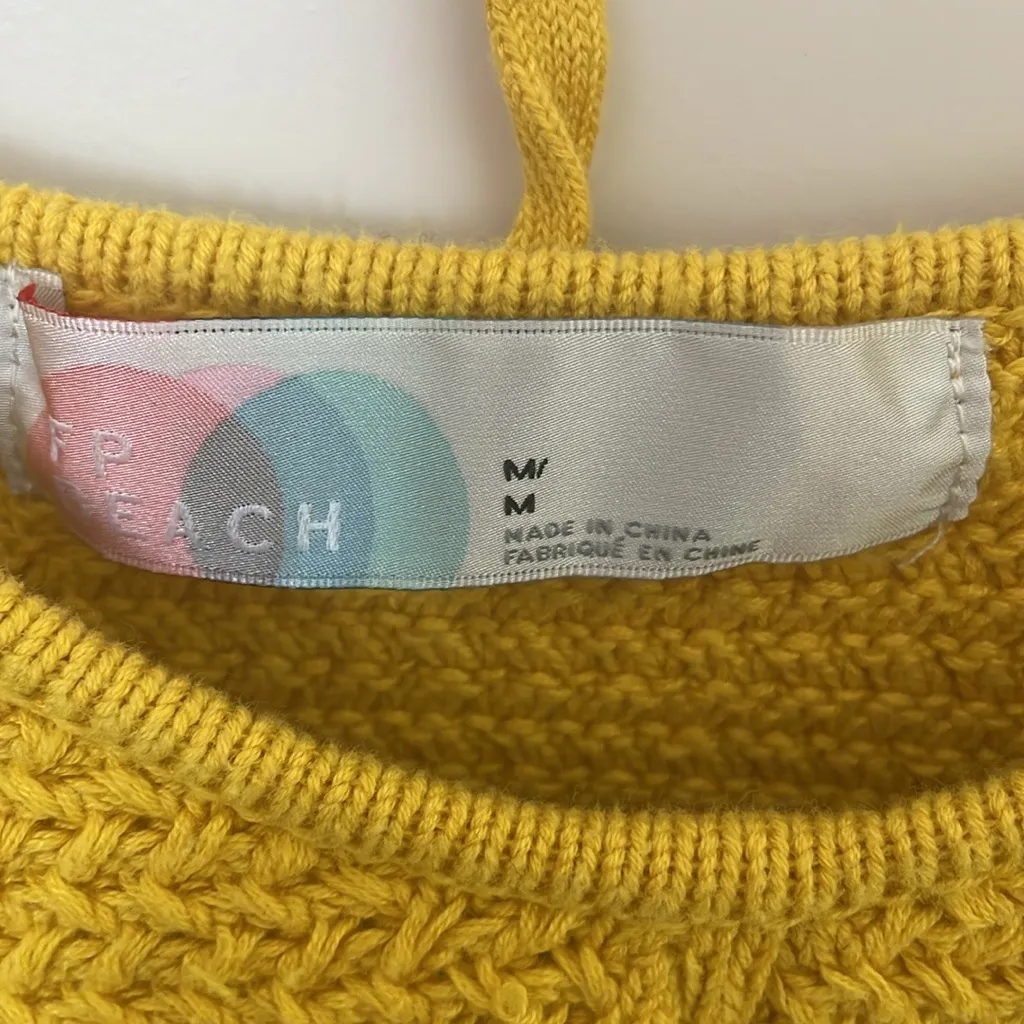 Free People Beach Crochet Halter Sweater Marigold Medium - Image 6