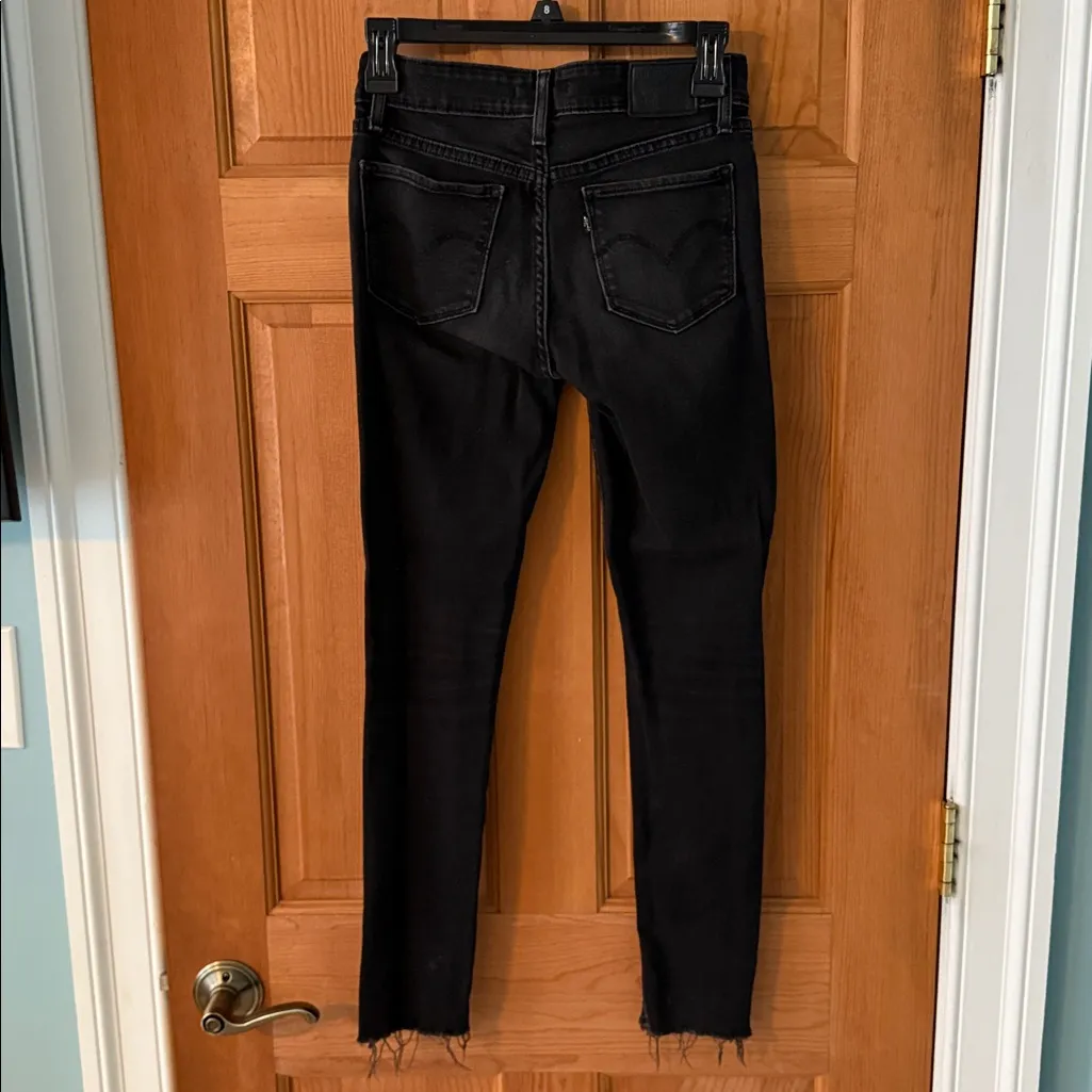 Levi's 711 Size 24 Women's Teen Girl Black Distressed Skinny Jeans - Image 5