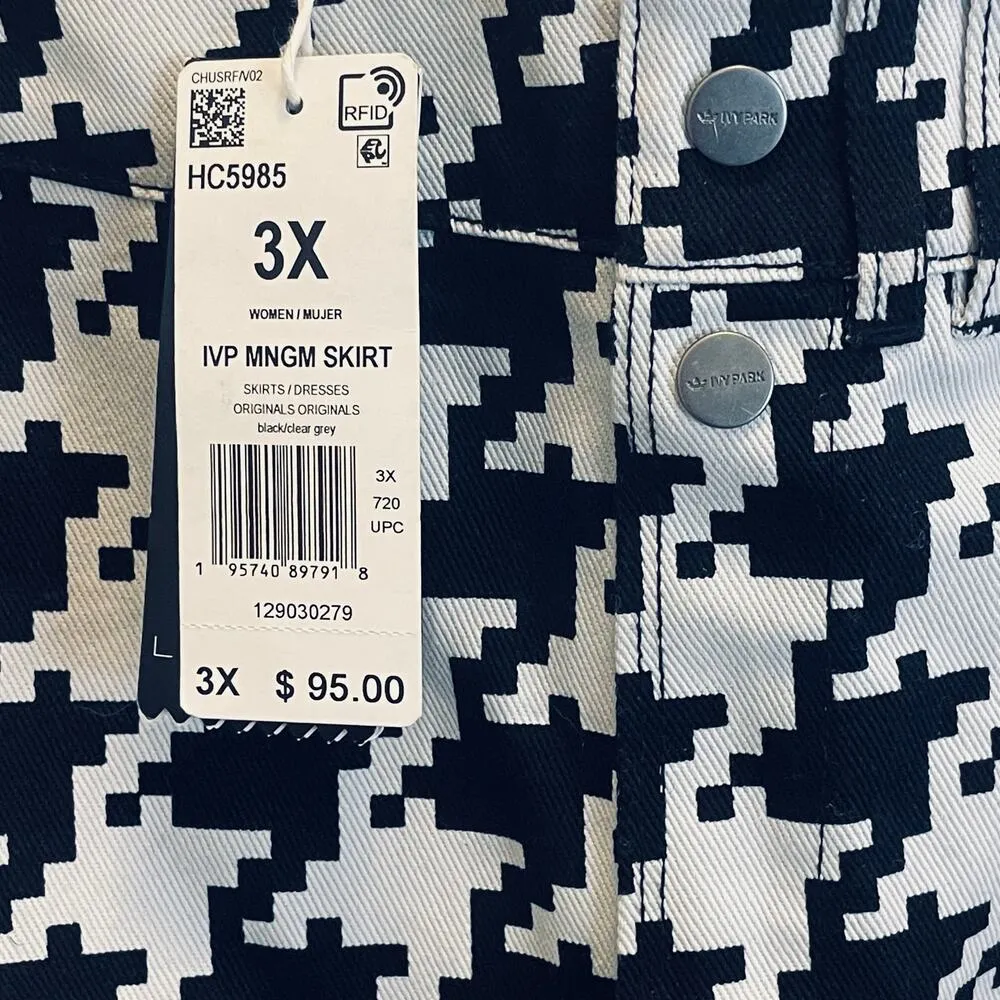 NWT /Adidas Houndstooth Skirt - Women Size 3X - Black & White - Image 6