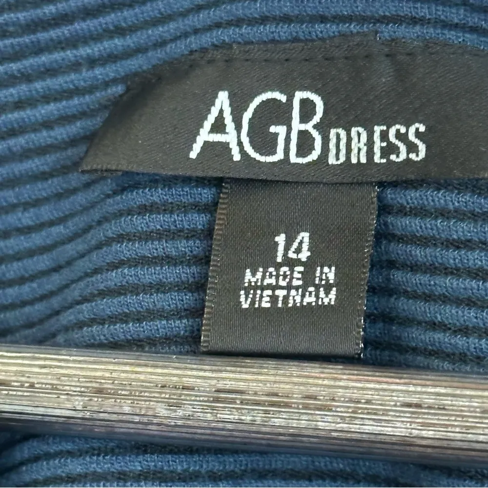 NWT AGB blue cross strip block short sleeve shift dress women 14 - Image 7