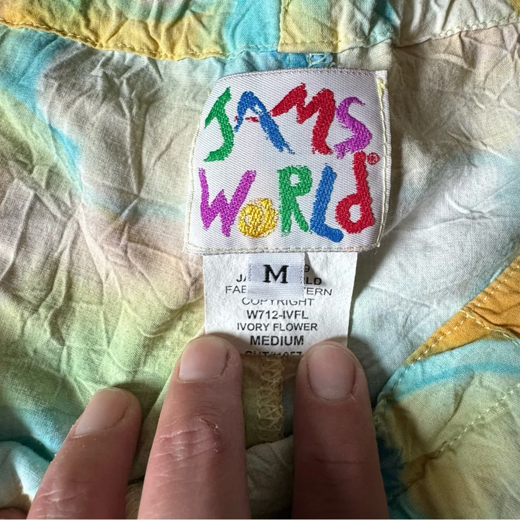 Vintage 90’s Jams World Ivory Flower Draw String Pants - Image 8