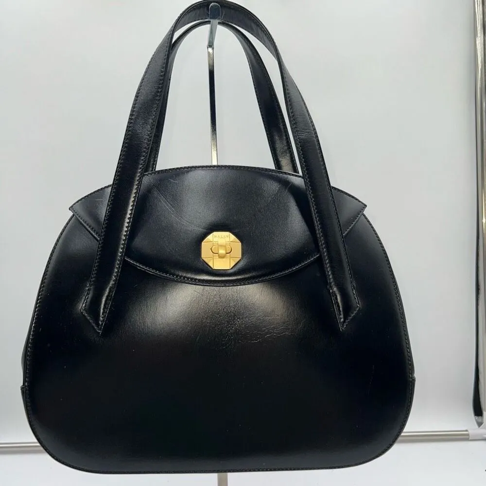 Bally Vintage Structured Lambskin Bag with Brushed Gold Turn Lock Closure - Image 2