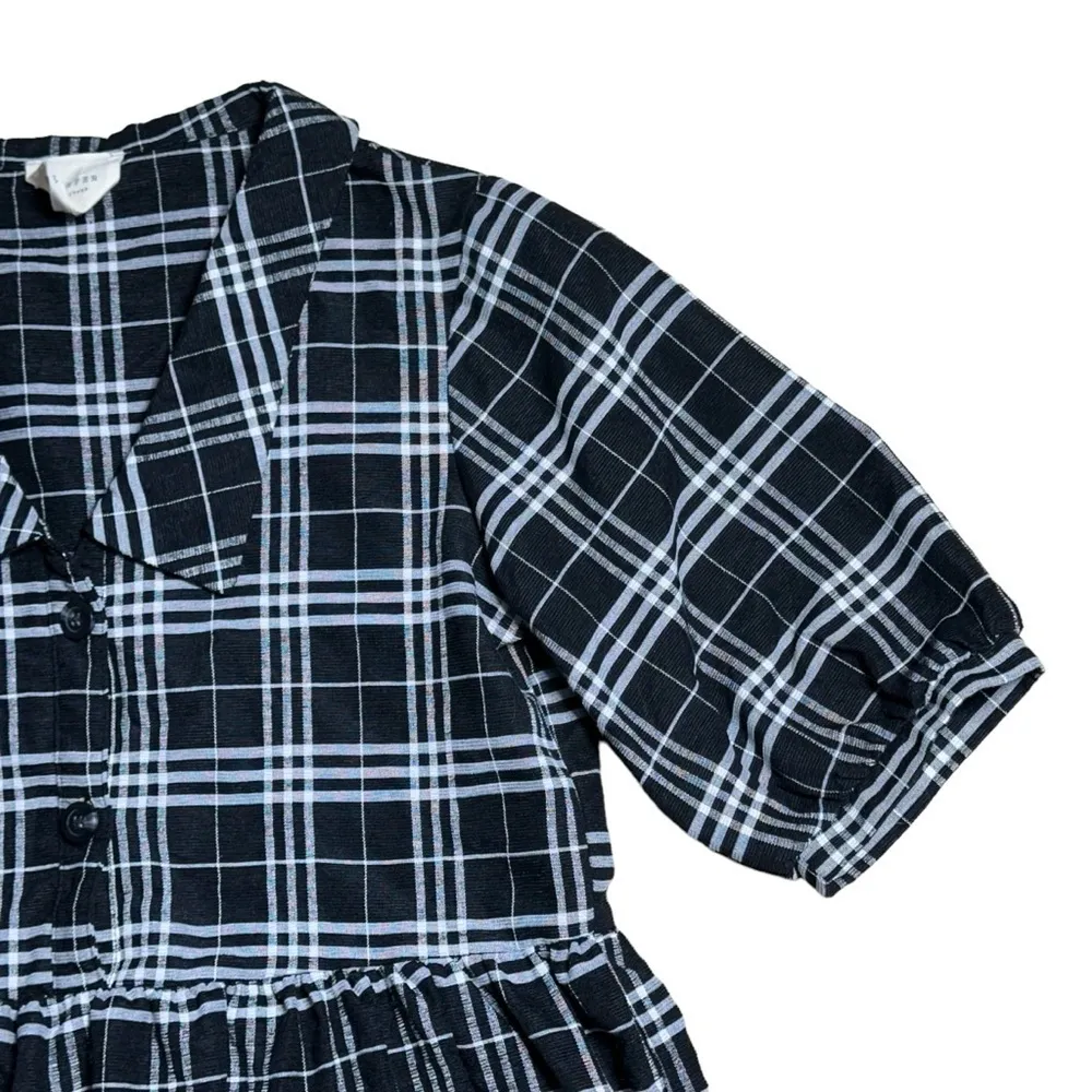 Harper Heritage Black & White Plaid Short Sleeve Mini Dress US M - Image 3