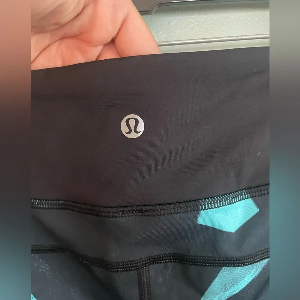 Lululemon Run Top Speed Crop Yoga Athletic Leggings Peacock Blue Luxtreme SZ 6 - Image 5