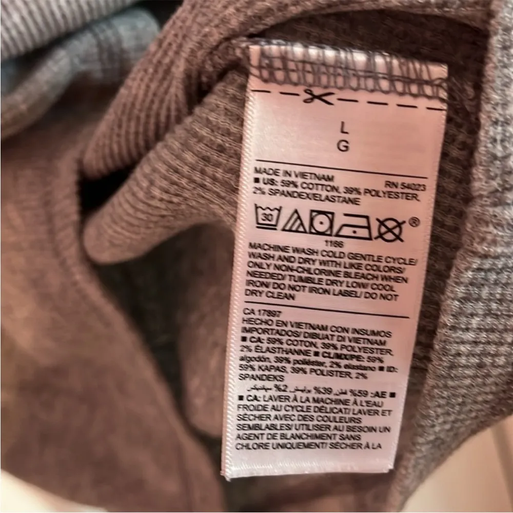 Gray Long Sleeve Henley Shirt - Image 3