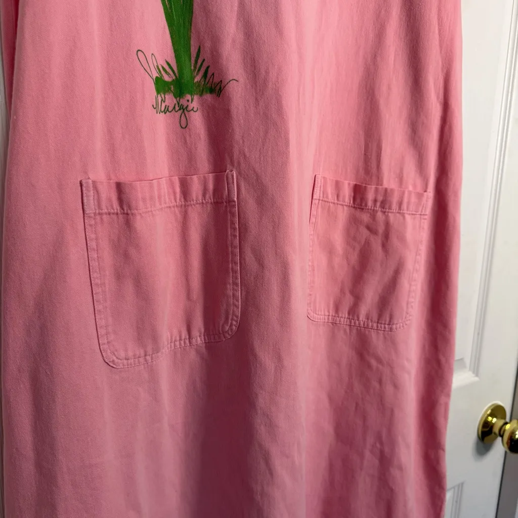 Las Olas Vintage 90’s Pink Floral Cotton Embroidered Maxi Dress Size Large - Image 7