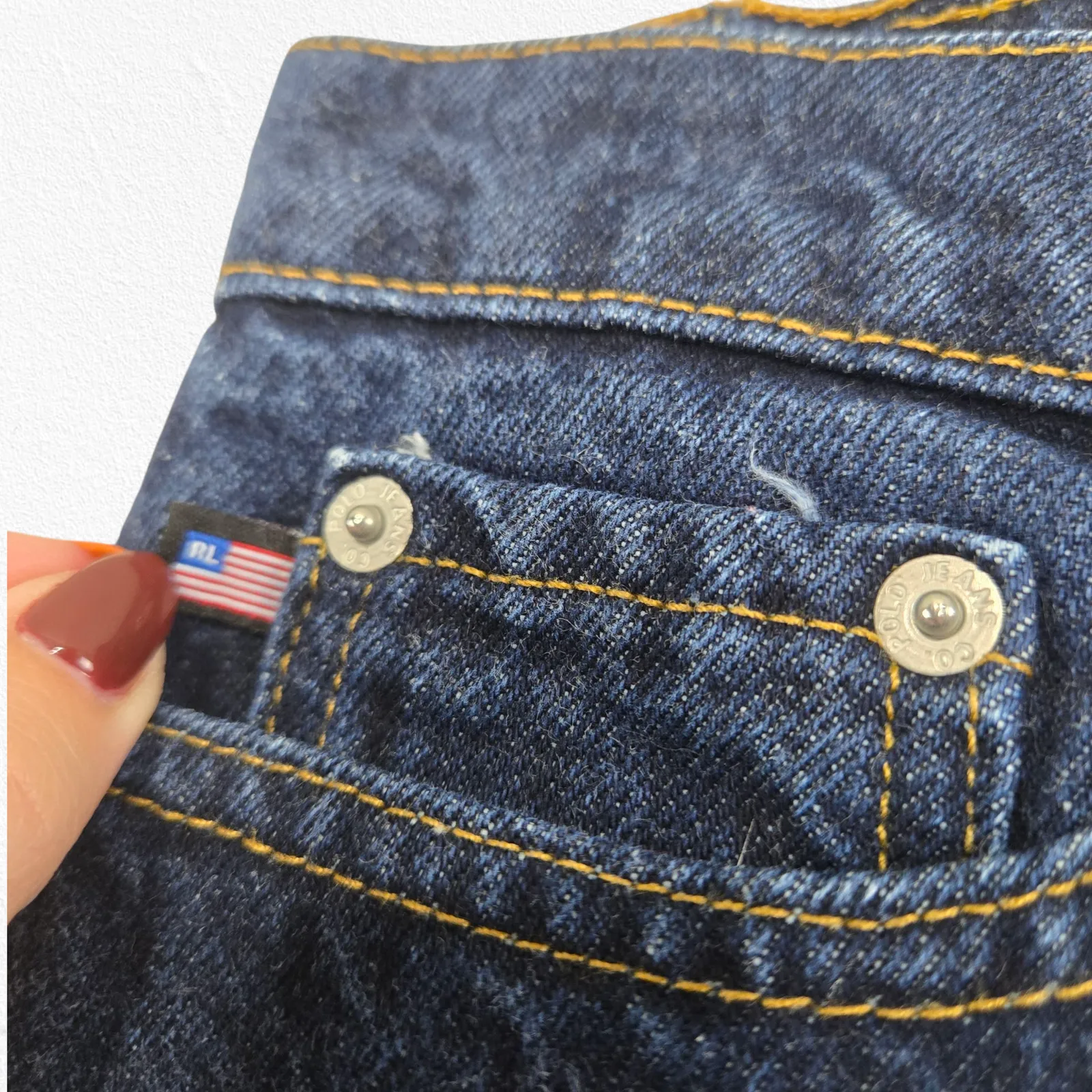 1990s Vintage Polo Ralph Lauren Saturday  Dark Wash Straight Leg Jeans Size 4 - Image 6