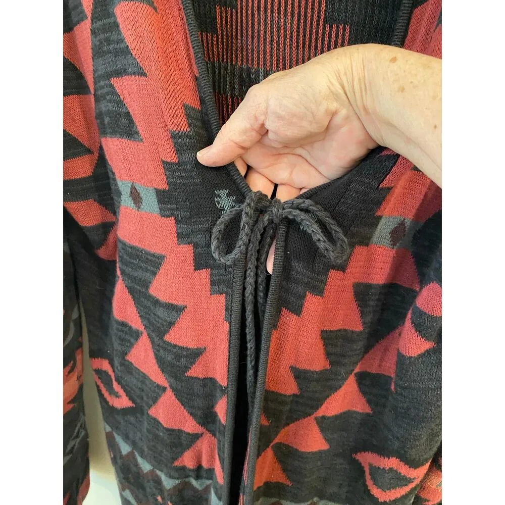 North River Outfitters Long Sleeve Hooded Cardigan Black/Red Women's Size 1X Black - Image 5