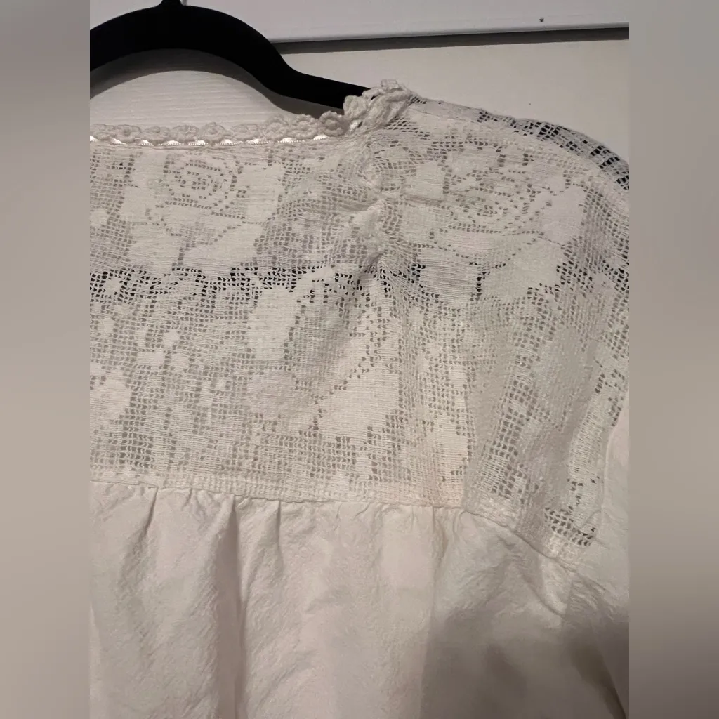 Free People Peasant Lace Embroidery Crop Top Coquette Blouse Crop Pirate Boho - Image 5