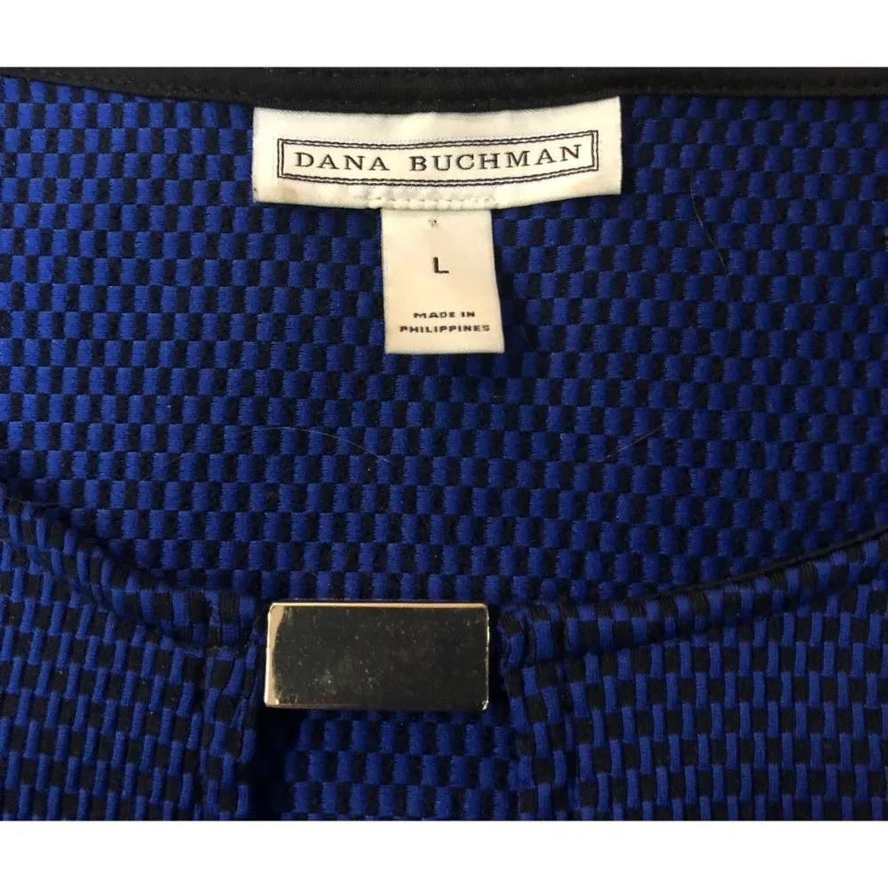 Dana Buchman Blouse Womens L Used Blue Black - Image 6