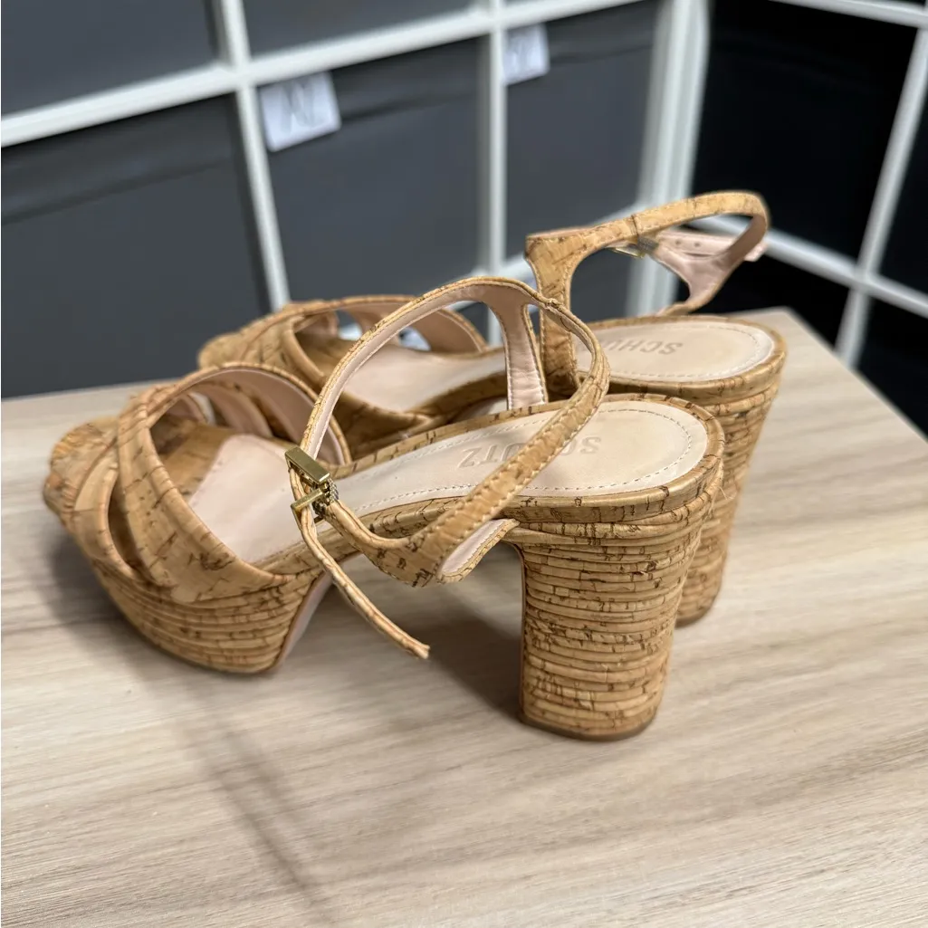Schultz Women's Darilia High-Heel Platform Sandals Tan Cork Platform Sandals - Image 6