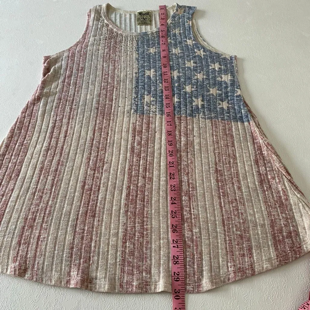 Vocal USA American Flag Tank Dress Sleeveless Distressed Ribbed Top Women’s Size - Image 5