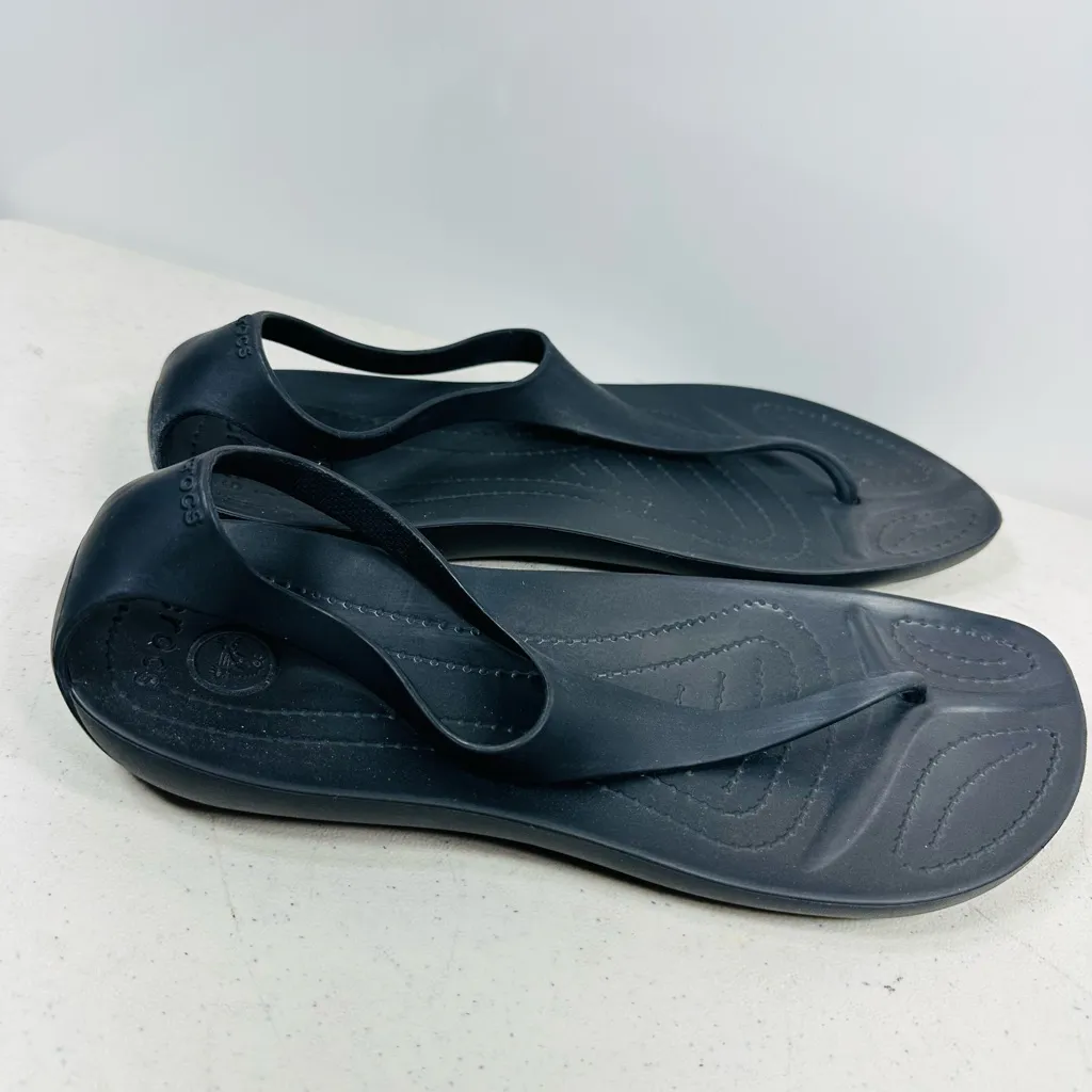 Crocs Sexi Flip Flop Sandals Womens Size 9 Black Serena T - Image 3