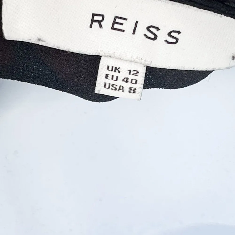 NEW REISS Lia Blouson Lace Inset Long Sleeve Balloon Sleeve Solid Black Size 8 - Image 12