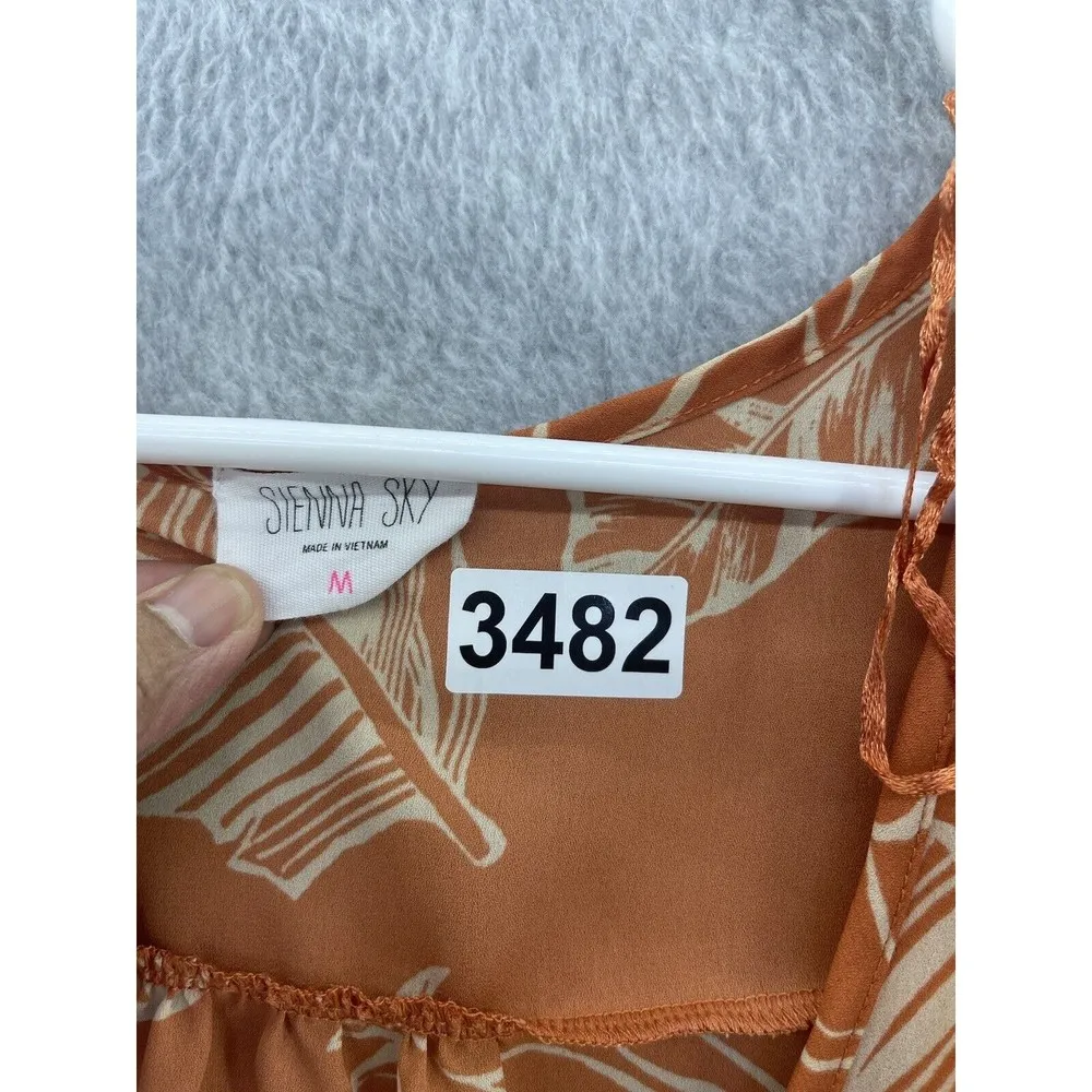 Sienna Sky Women's Blouse Surplice Blouse Burnt Orange Short Sleeve Size Medium - Image 9