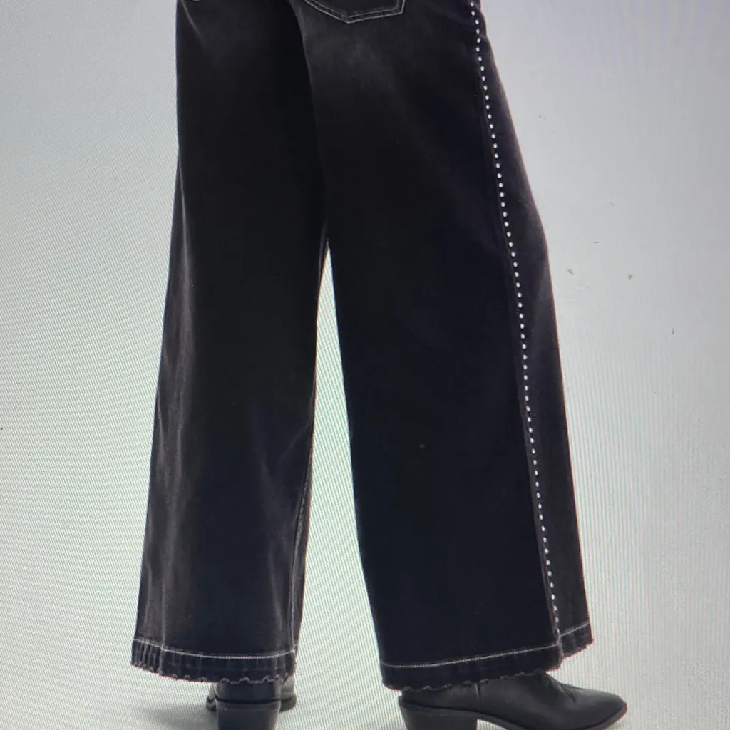 Celebrity Pink distressed  black studded Wide-Leg Jeans - Image 5