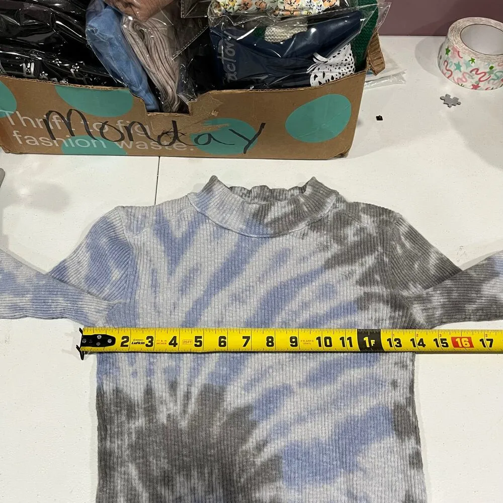 We The Free Swirl Tee Sz Small Light Night Tie Dye Mock Neck Long Sleeve Womens - Image 7