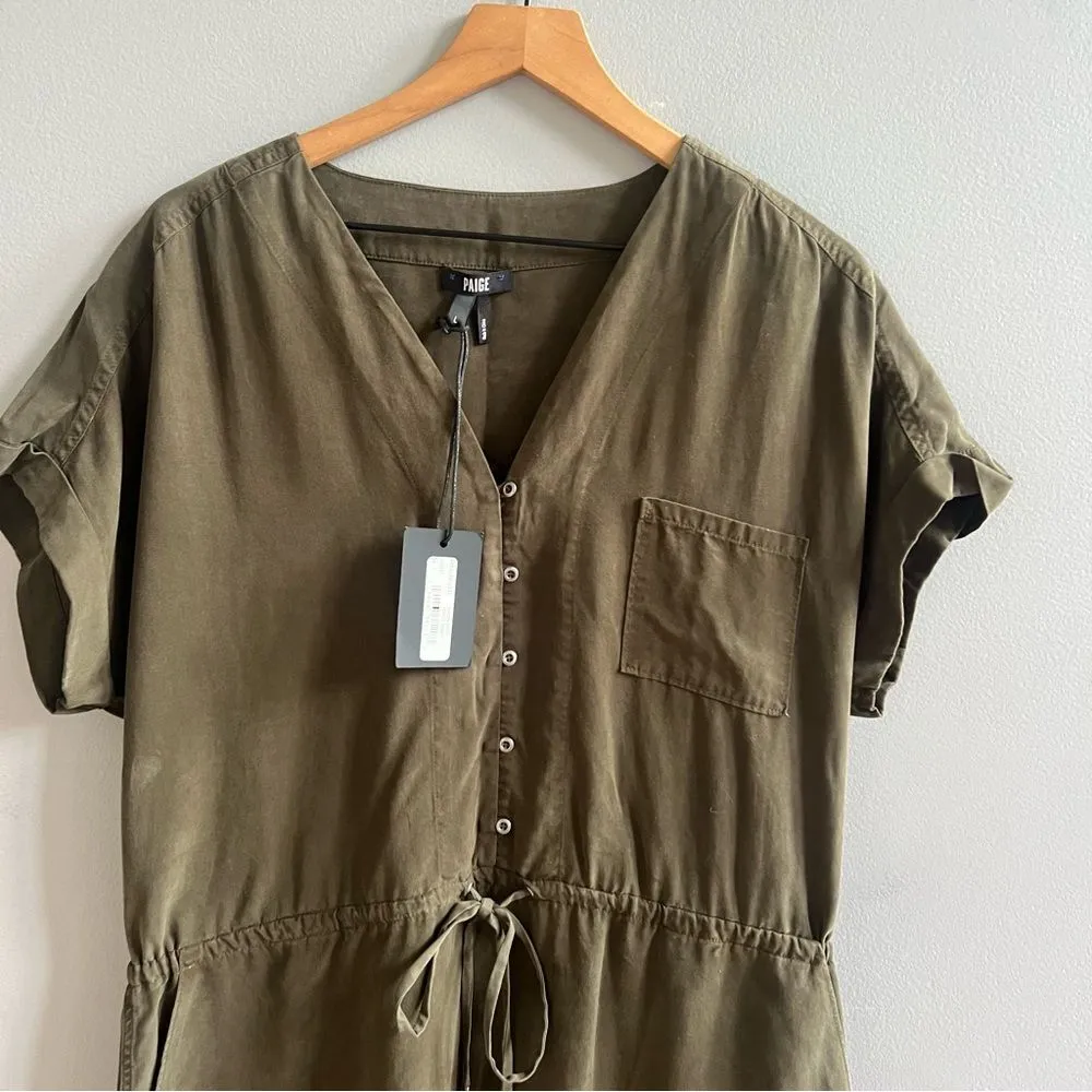 Paige NWT Haidee Dress in Forest Night Green Size Large Olive Green Shirt Dress - Image 6