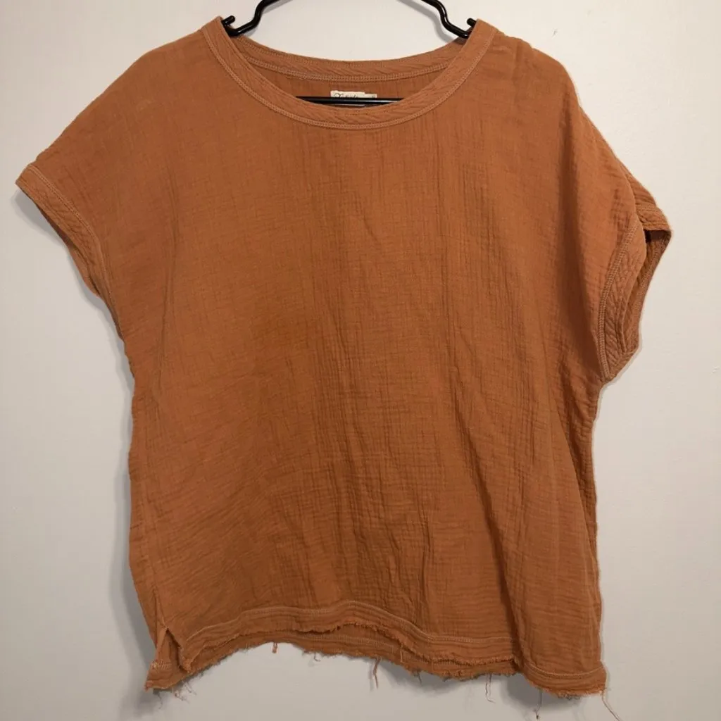 Faherty Women’s Size Large Organic Cotton Brown Short Sleeve T-Shirt - Image 3