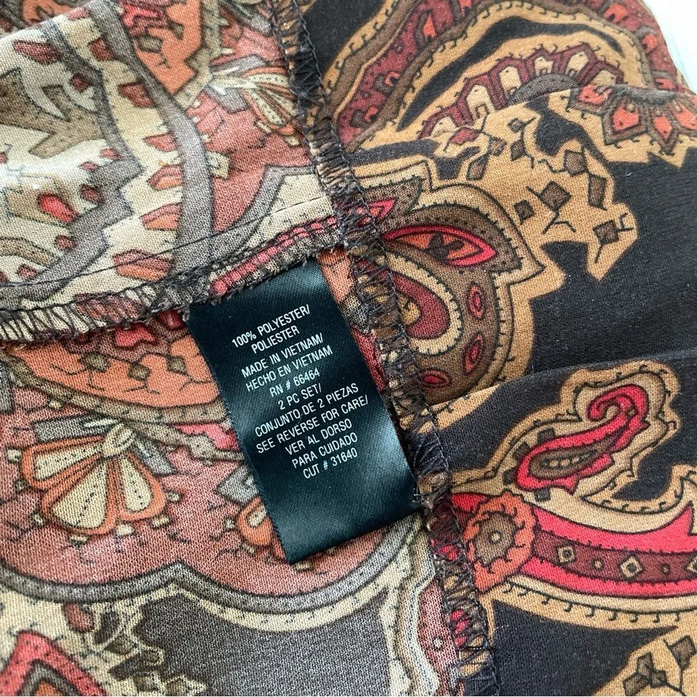 Studio I Vintage Paisley Y2K Sleeveless Midi Dress Red (size 12) tapestry 90s - Image 4