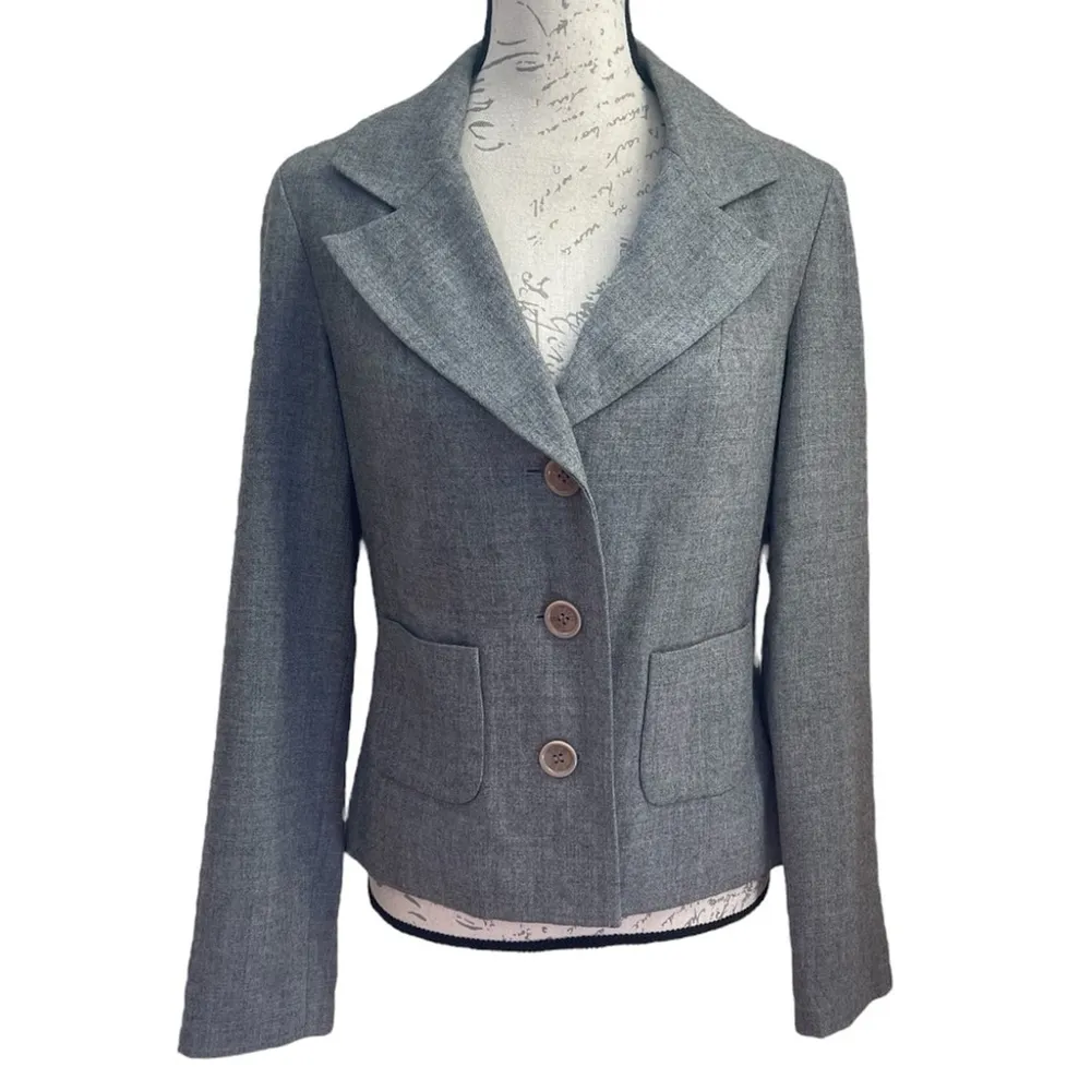 Tory Burch  100% WOOL GRAY BLAZER JACKET SIZE 6 (CON48) - Image 2